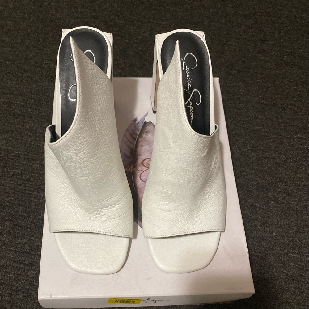 Jessica Simpson white heels